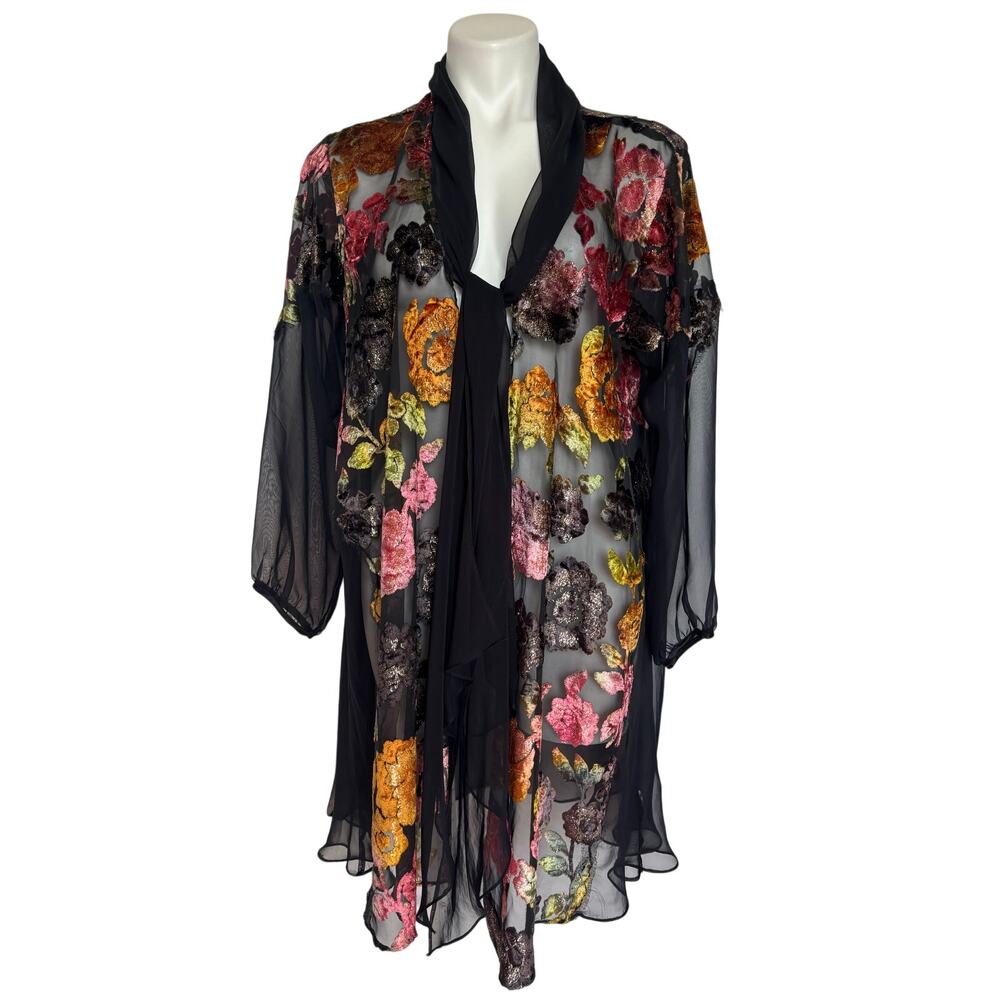 VTG Victoria's Secret Gold Label Sheer Kimono Velvet Burnout Glitter Whimsygoth